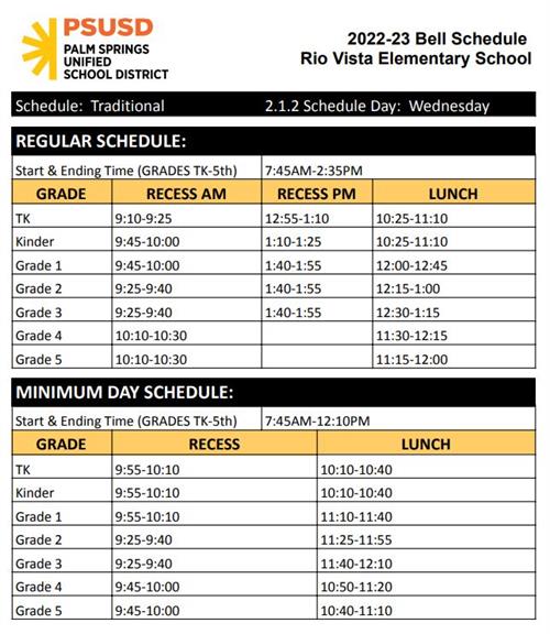 bell schedule