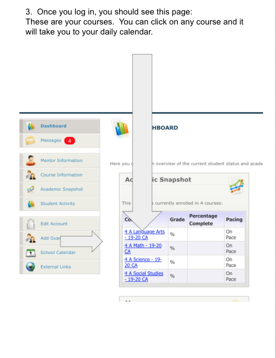 Course map/Dashboard